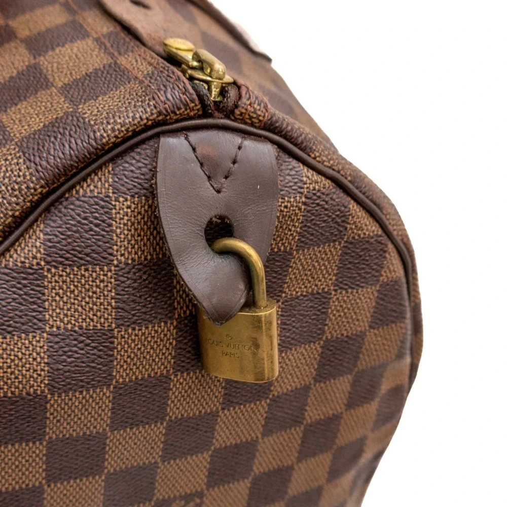 Louis Vuitton Speedy 30 Damier Ebene‎ Brown Handbag Boston Bag 2014 Made in USA